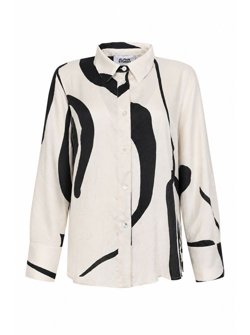 Camicia in raso crickle con stampa Alpha Studio | AD-6660L9000